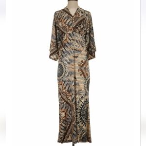 Bohemian Print Maxi Dress in Neutral Tones